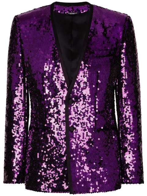 Dolce & Gabbana sequined single-breasted blazer Purple G2RW2TFLSEP