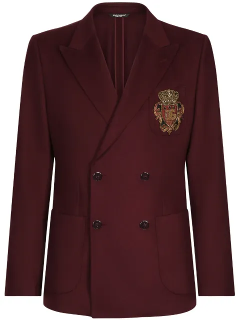 Dolce & Gabbana embroidered-crest blazer Red G2NZ2ZGG696