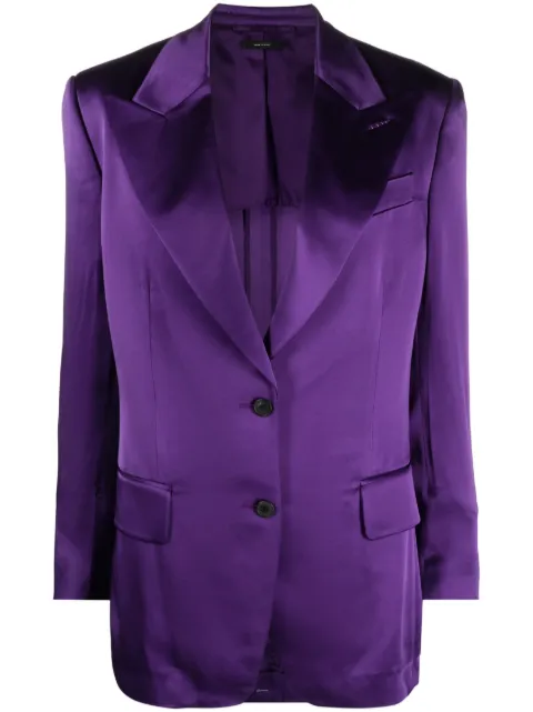 TOM FORD single-breasted satin-finish blazer Purple GI2916FAX727