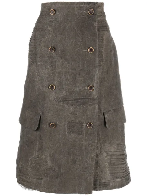Uma Wang oversized distressed double-breasted top Grey UW1046