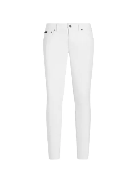 Dolce & Gabbana logo-plaque stretch-cotton skinny jeans White GY07LDG8JR8