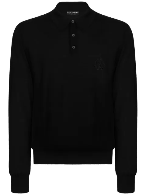 Dolce & Gabbana logo-embroidered cashmere polo shirt Black GXR45ZJAWV6