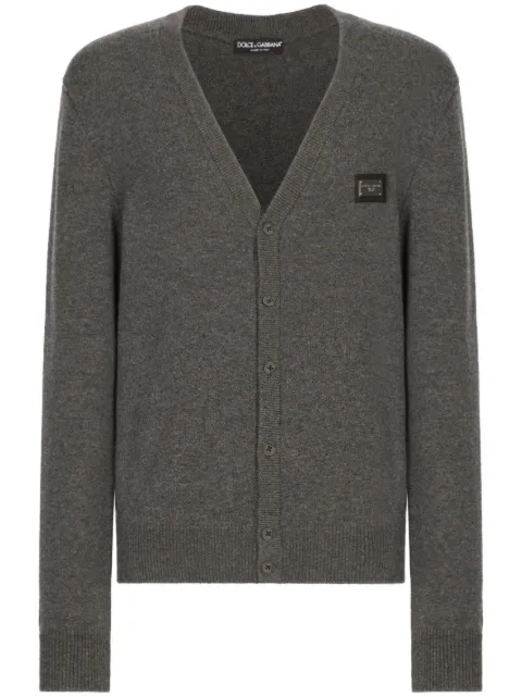 Dolce & Gabbana logo-plaque wool-blend cardigan Grey GXO37TJEMQ4