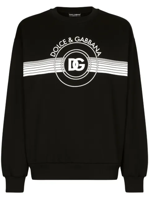 Dolce & Gabbana logo-print long-sleeved cotton sweatshirt Black G9AHSTG7J6C