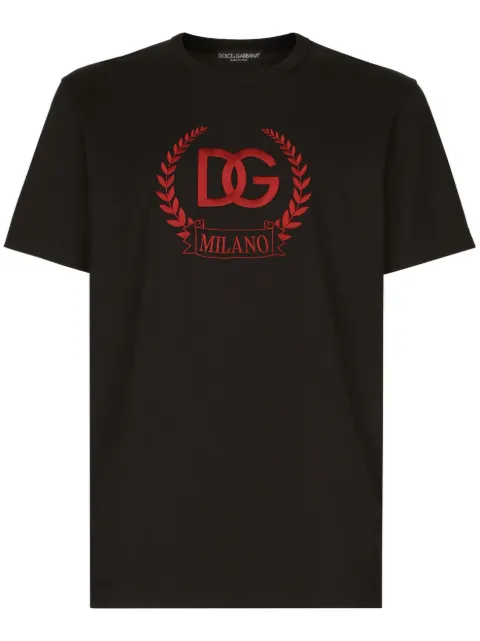 Dolce & Gabbana embroidered-logo cotton T-shirt Black G8PE3ZG7J5YN0000
