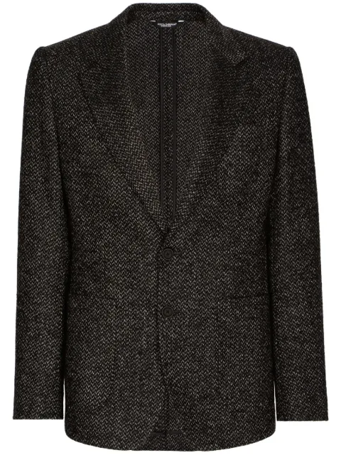 Dolce & Gabbana single-breasted bouclé blazer Black G2PT9TFMMHUS8031
