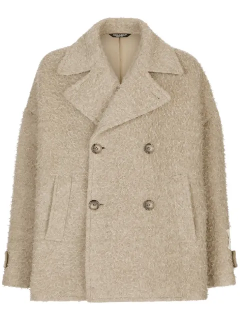 Dolce & Gabbana double-breasted brushed peacoat Neutrals G037UTFU3RO