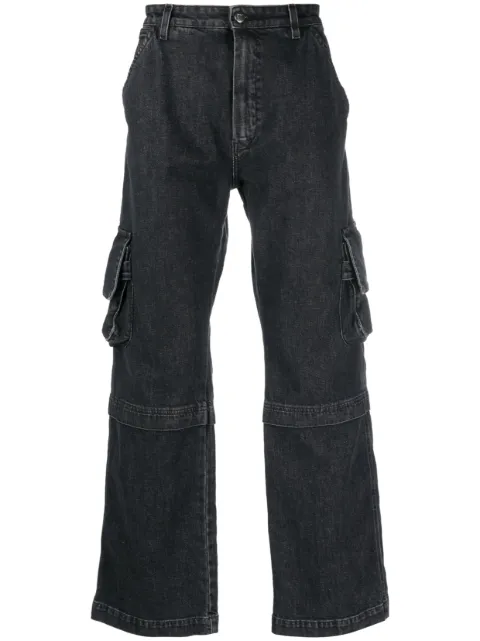 Htc Los Angeles straight-leg denim cargo jeans Black 23SHTPA003