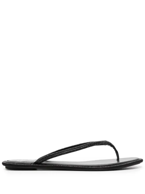 René Caovilla glass crystal-embellishmed leather flip-flops Black C11663010R001V050