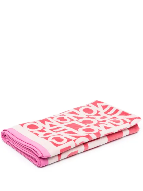 Moncler logo-print cotton towel Pink I10933D000010U203