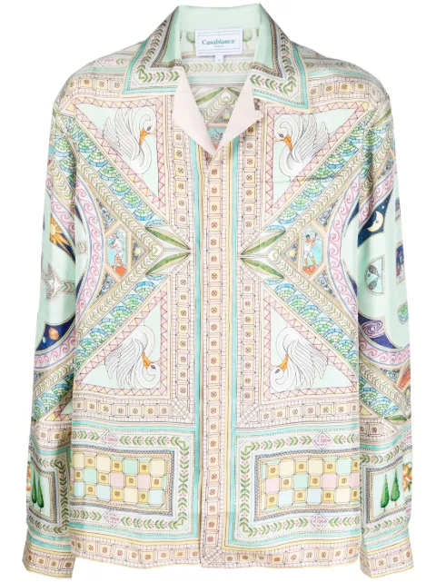 Casablanca Le Labyrinthe-print silk shirt Neutrals MF23SH006