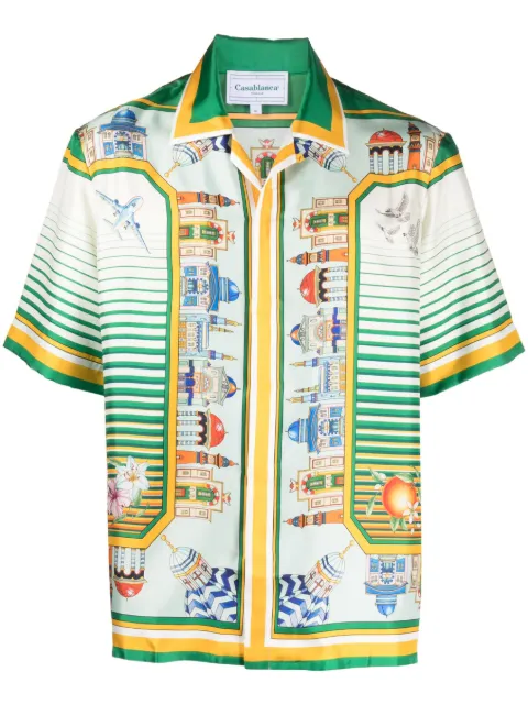 Casablanca graphic-print silk shirt White UMF23SH003