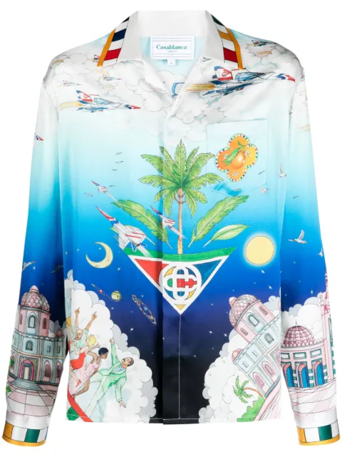 Casablanca Le Dimension illustration style-print shirt Blue UMF23SH006