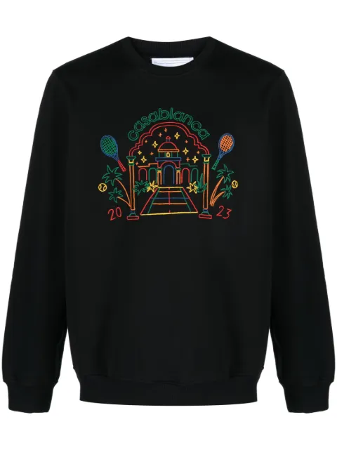 Casablanca Rainbow Crayon Temple organic-cotton sweatshirt Black MF23JTP001