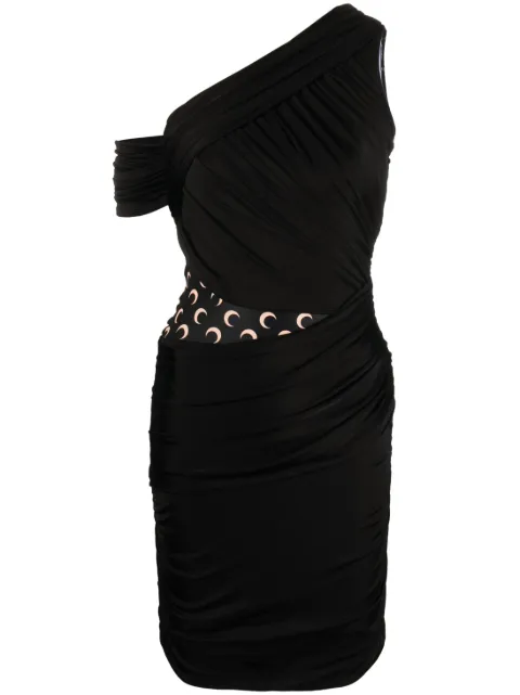 Marine Serre draped one-shoulder dress Black WDR058CJER0021