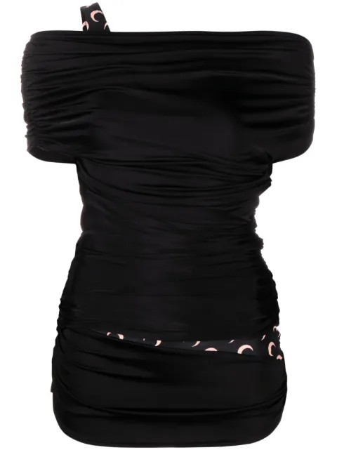 Marine Serre Body Shelter off-the-shoulder top Black WTO007BK99