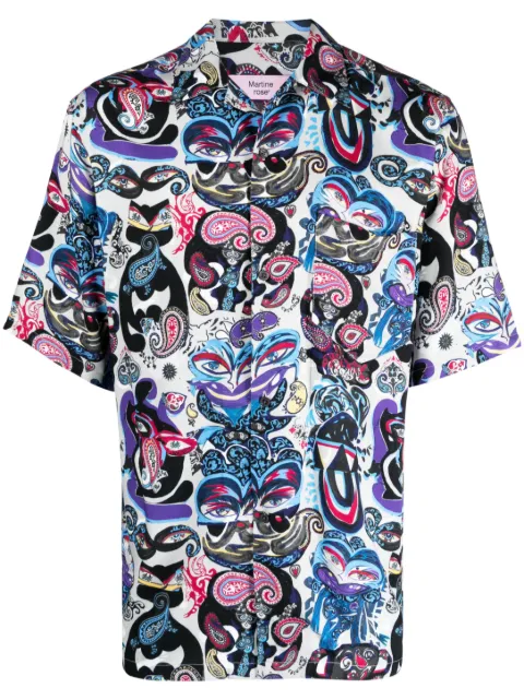 Martine Rose mix-print short-sleeve shirt Grey MRAW23421