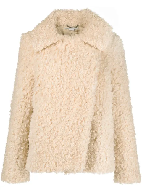 Stella McCartney Teddy fur-design oversized coat Neutrals 6600523CU902