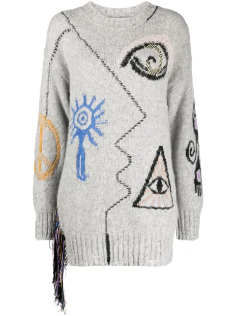 Stella McCartney Folk graphic-embroidered jumper Grey 6K05673S2438