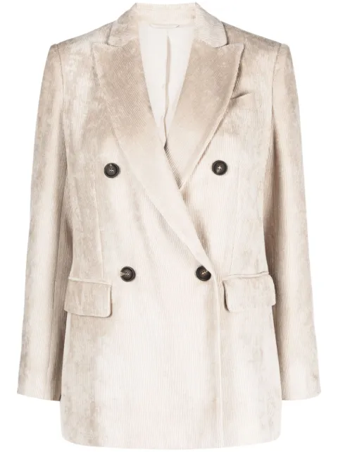 Brunello Cucinelli double-breasted corduroy blazer Neutrals MD5412444C700
