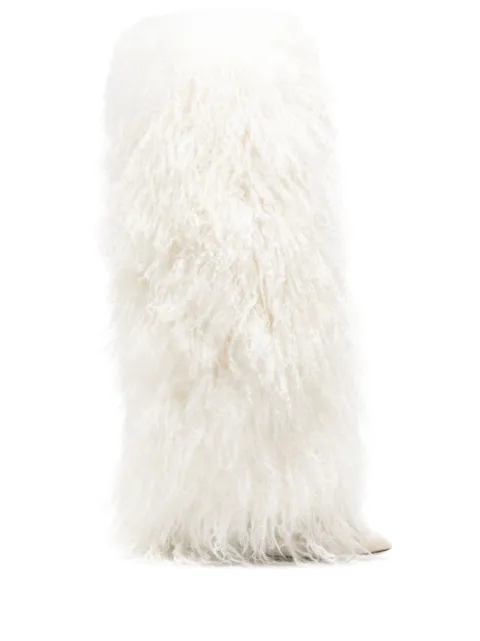 Paris Texas shearling knee-high boots White PX1072XMNFR