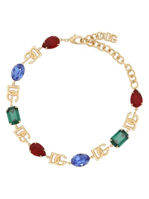 Dolce & Gabbana logo-plaque crystal-embellished necklace Gold WNP6S2W1111