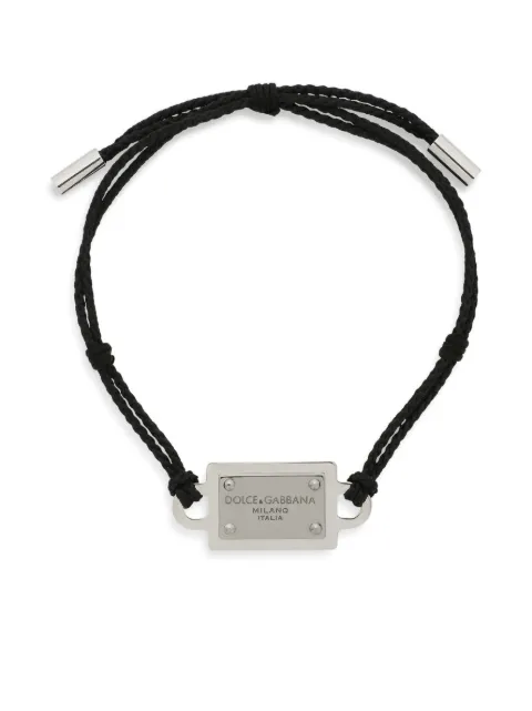 Dolce & Gabbana logo-plaque cord bracelet Silver WBP5T1W1111