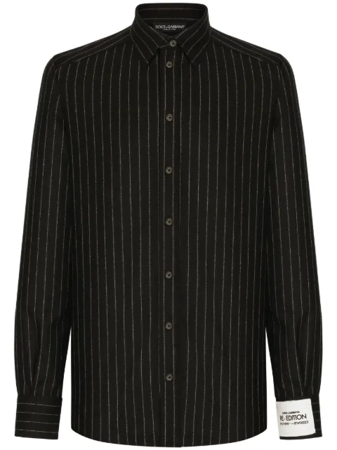 Dolce & Gabbana striped virgin-wool shirt Black G5KV8TFRBC1