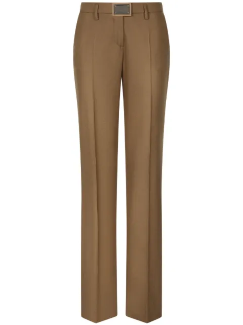 Dolce & Gabbana logo-plaque straight-leg trousers Brown FTCZITGDBWW