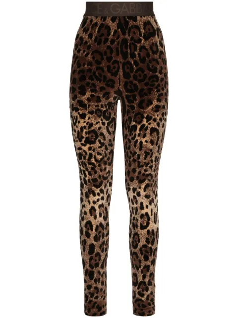 Dolce & Gabbana leopard-print jacquard leggings Brown FTCQKTFJ7D5