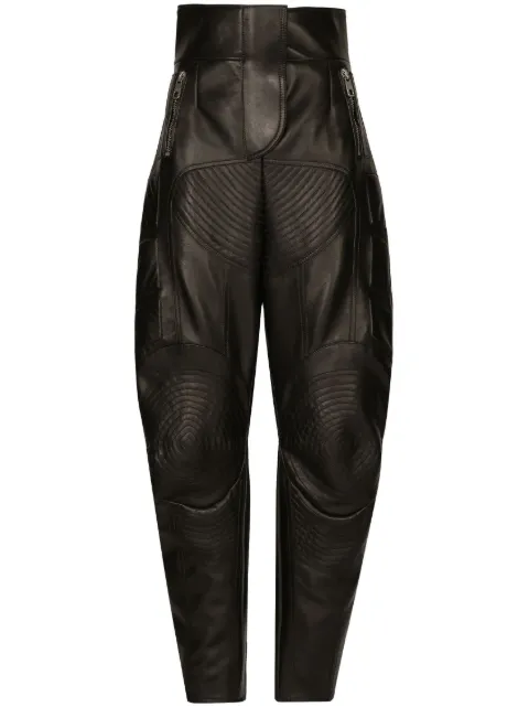 Dolce & Gabbana panelled leather high-waisted trousers Black FTCGKLGDAPK