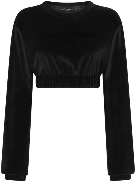 Dolce & Gabbana logo-embroidered cropped sweatshirt Black F9R30ZGDBZU