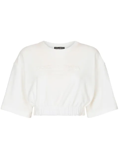 Dolce & Gabbana elasticated-waistband cotton-blend T-shirt White F8U45ZGDBZT