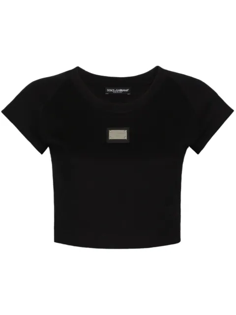 Dolce & Gabbana logo-plaque cropped T-shirt Black F8U12THU7H8