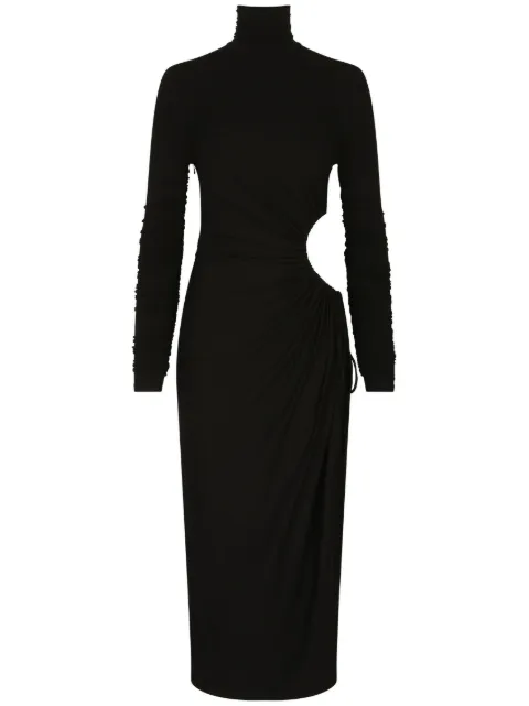 Dolce & Gabbana midi cut-out high-neck dress Black F6R3UTFUGBJ