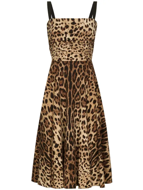 Dolce & Gabbana midi leopard-print dress Brown F6R2QTFSADD
