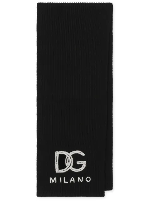 Dolce & Gabbana logo-embroidered cashmere scarf Black GXQ43ZJAWOU