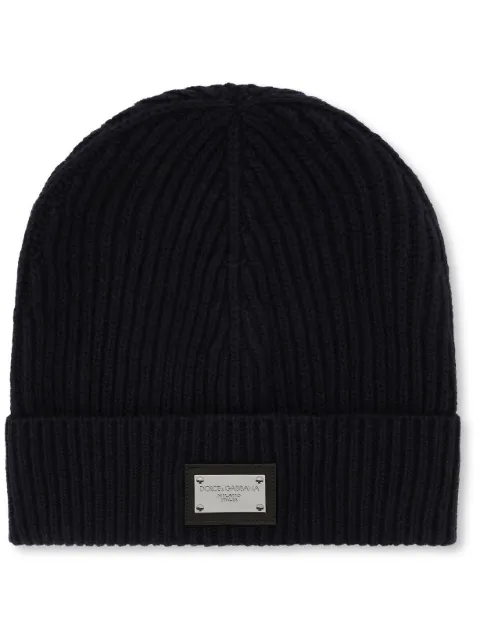 Dolce & Gabbana branded-tag beanie hat Blue GXK63TJEMQ5