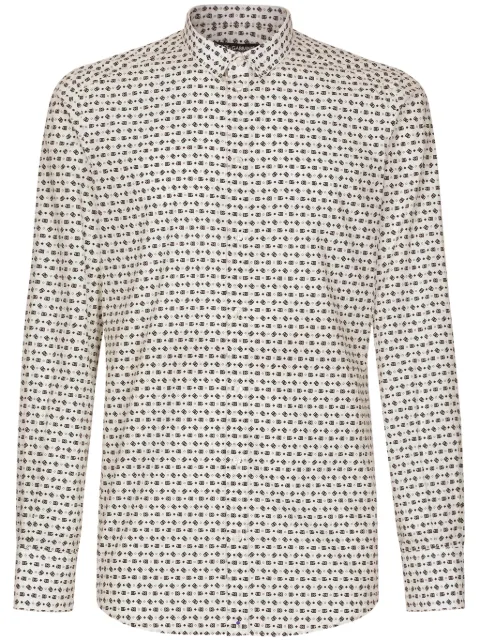 Dolce & Gabbana DG-print long-sleeve shirt Neutrals G5KZ0THS5QC