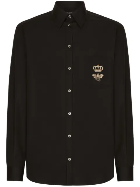 Dolce & Gabbana motif-embroidered cotton shirt Black G5JG4ZFU5EWN0000