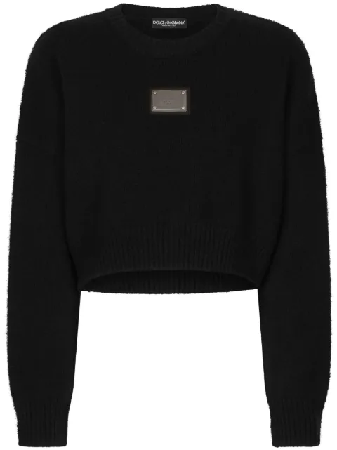 Dolce & Gabbana logo-plaque cropped jumper Black FXL67TJFMU0