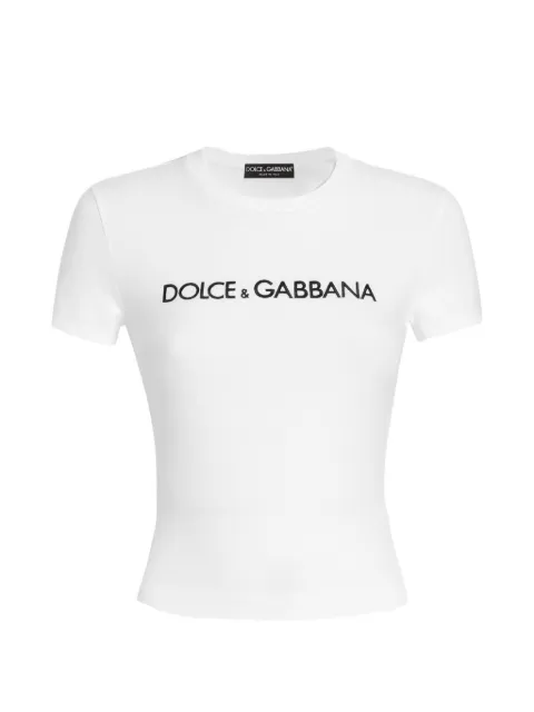 Dolce & Gabbana logo-embroidered stretch-cotton T-shirt White F8U48ZFU7EQ