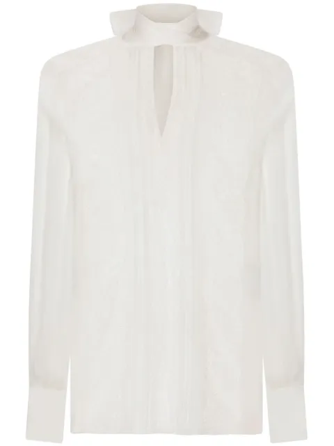 Dolce & Gabbana chantilly lace pussy-bow blouse White F779JTFU1AT