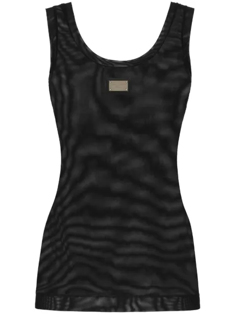 Dolce & Gabbana logo-plaque U-neck tank top Black F771QTFLRC2