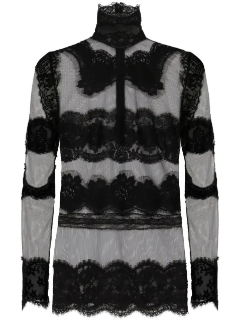 Dolce & Gabbana lace-panelled high-neck top Black F760RZHLM0U