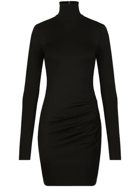 Dolce & Gabbana ruched high-neck mini dress Black F6COJTFUGRC