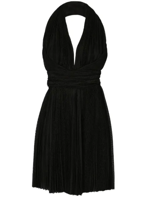 Dolce & Gabbana plissé halterneck mini dress Black F6BDRTFLMB9