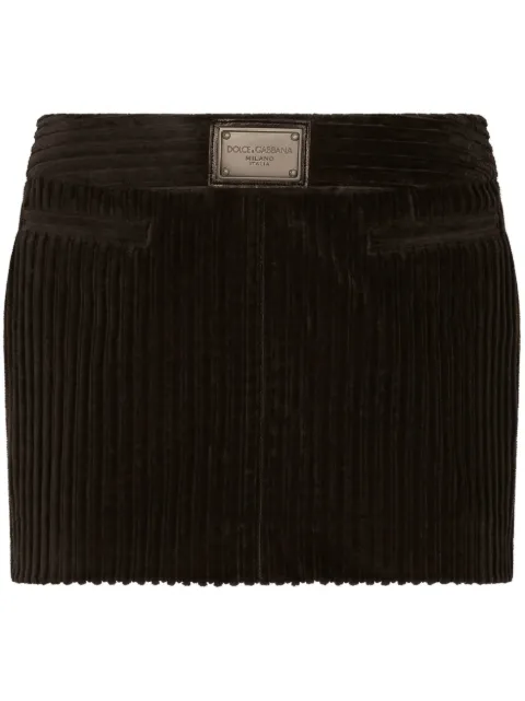 Dolce & Gabbana ribbed velvet mini skirt Black F4CO7TFUWEU
