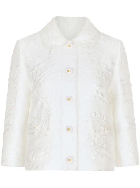 Dolce & Gabbana brocade rounded-collar jacket White F26V3THJMPA