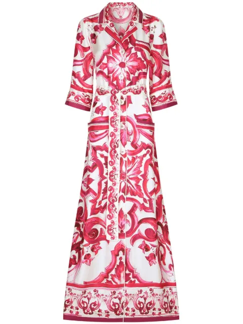 Dolce & Gabbana Majolica-print twill shirt dress Pink F0AH2THI1BD